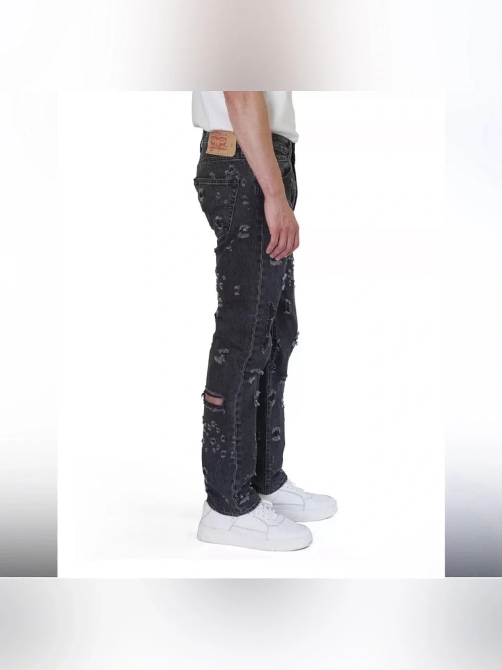 Levis Mens 501 Original Black Distressed Jeans Sz 34 x 34 NWT